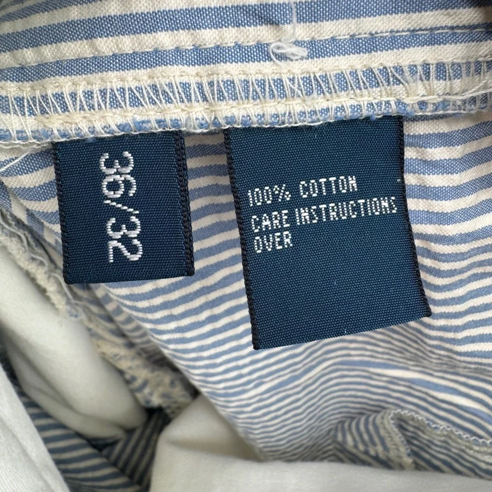 Polo Ralph Lauren Pants Mens 36x32 Seersucker Striped Blue White Cotton Chinos